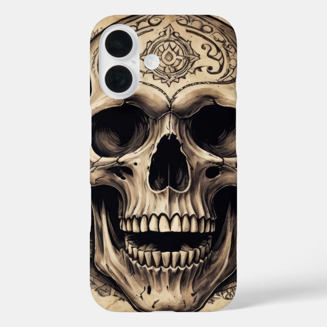 Ink drawing of a skull on parchment cover (Back)