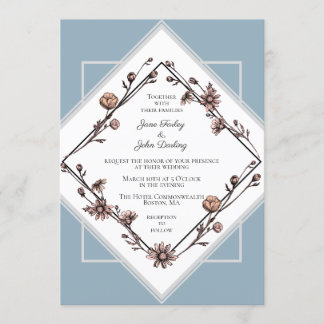 Ink Drawn Daisies Wedding Invitation