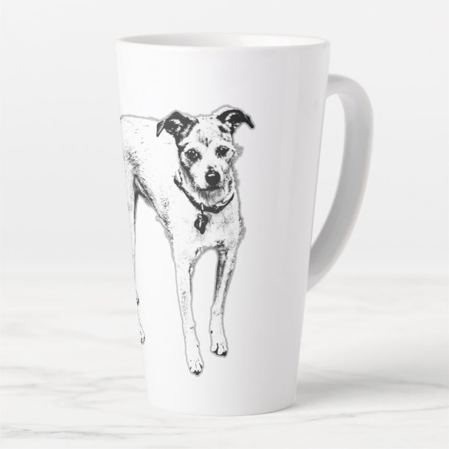 Ink‑Drawn Terrier Mix Coffee Mug (Right Angle)