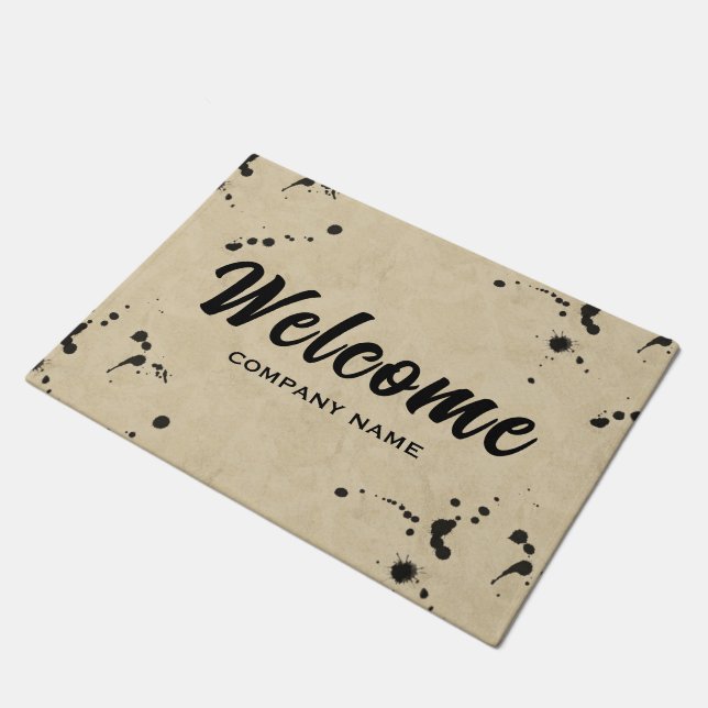 Ink Drop Effect Company Name, Welcome Doormat (Angled)