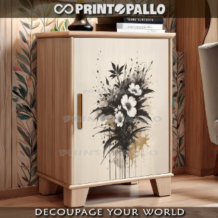 Ink drowing white flowers bouquet tissue paper