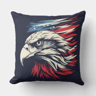 Ink Eagle & American Flag Art Freedom Never Fades Cushion