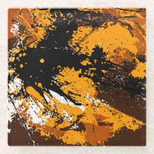 Ink Explosion: Colourful Abstract Splashes Glass Coaster