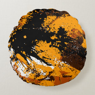 Ink Explosion: Colourful Abstract Splashes Round Cushion
