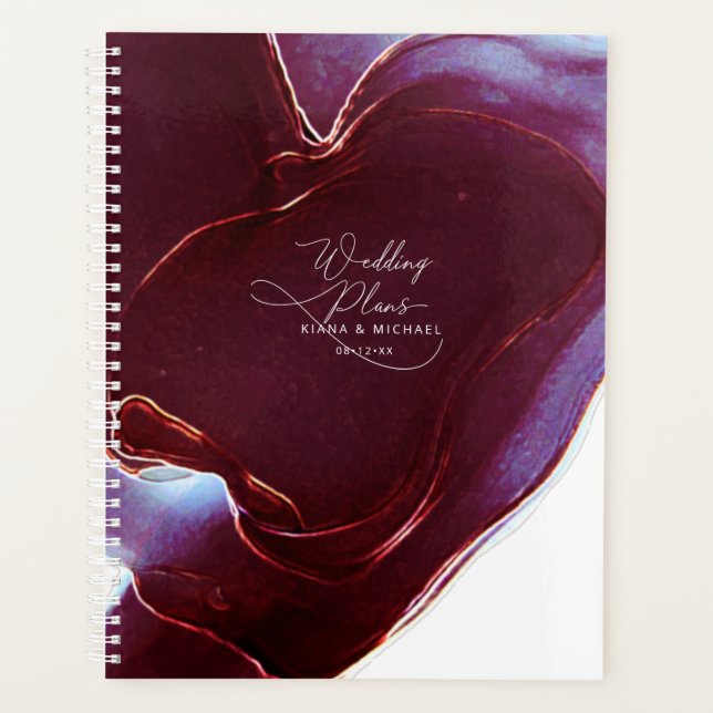 Ink Flow Wedding Burgundy ID762 Planner (Front)