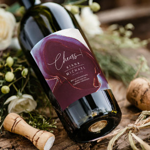 Ink Flow Wedding Burgundy ID762 Wine Label