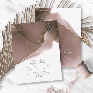 Ink Flow Wedding Taupe ID762 RSVP Card
