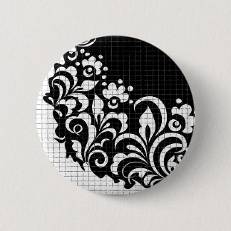 ink flowers 6 cm round badge