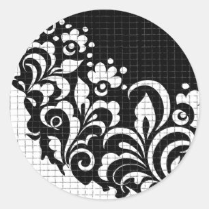 ink flowers classic round sticker