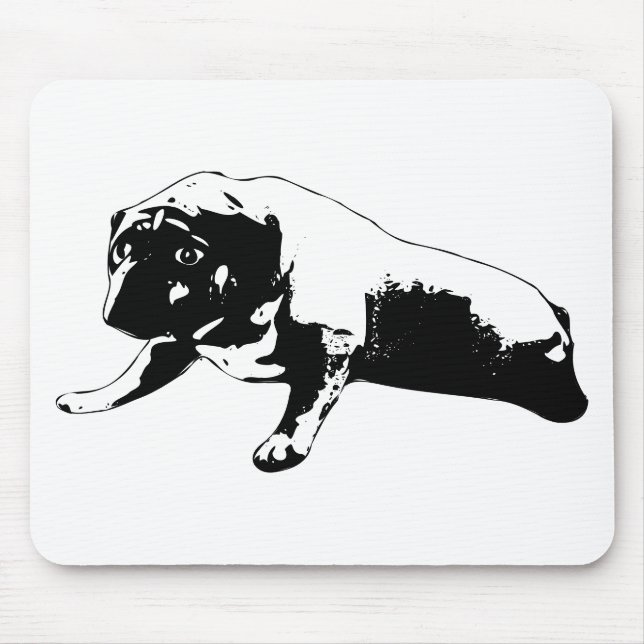 Ink‑forged bulldog icon with hardened expression mouse pad (Front)