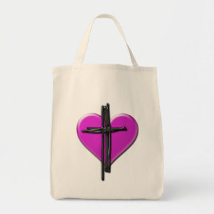Ink Heart & Cross Canvas Bag