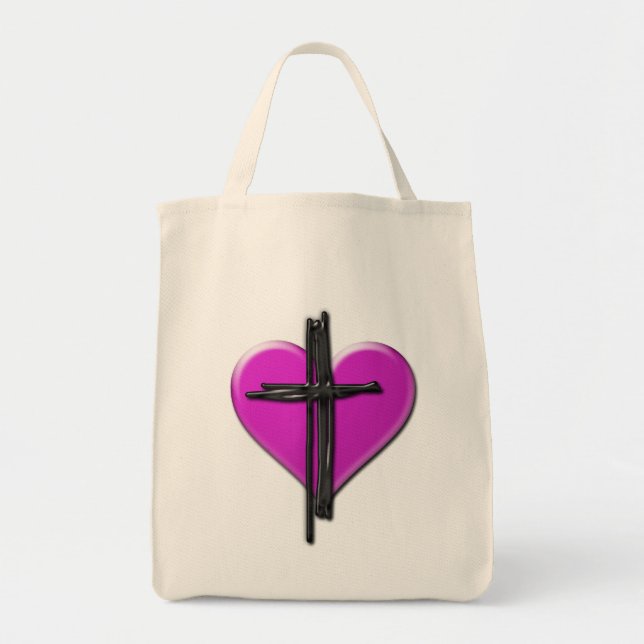 Ink Heart & Cross Canvas Bag (Front)