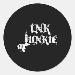 Ink Junkie Tattoo Artist Machine  Classic Round Sticker
