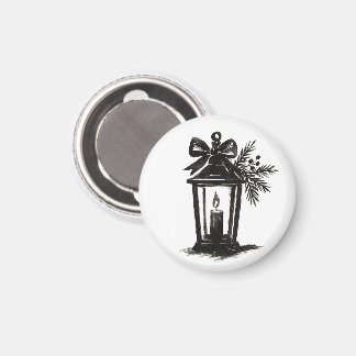 Ink Lantern with Candle and Pine – Holiday Art on  Magnet
