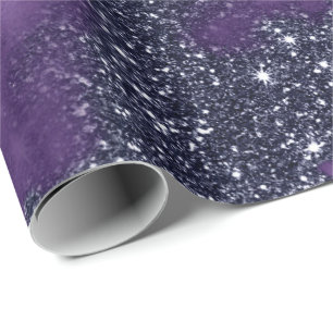 Ink Liquid Paint Amethyst Purple Black Glitt Grey Wrapping Paper