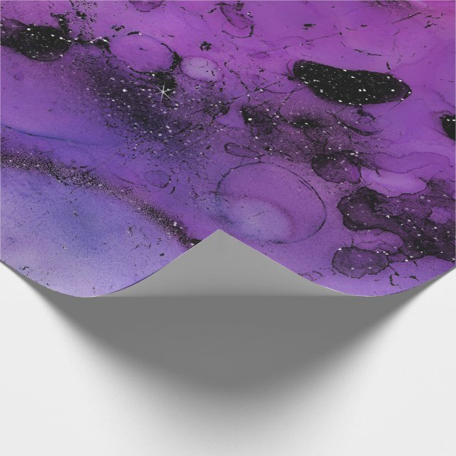 Ink Liquid Paint Urban Amethyst Purple Black Glitt Wrapping Paper (Corner)
