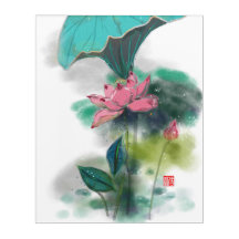 Ink Lotus Modern Abastrct Acrylic Art