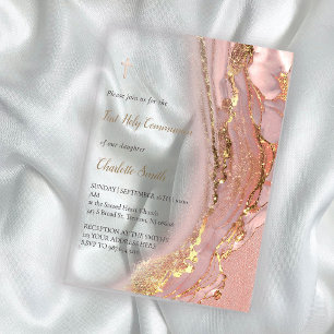 ink marble   First Holy Communion Acrylic Invitations