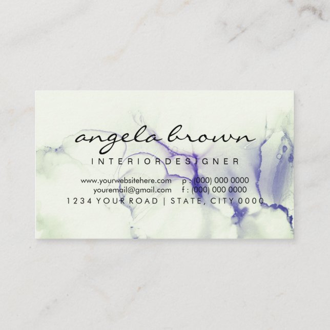Ink Ombre Purple Green Colour Business Card (Back)