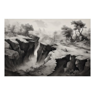 Ink on Paper Landscape Poster