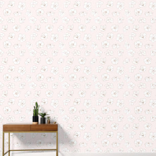 🌸 Ink on White Cherry Blossoms Over Pale Pink Wallpaper