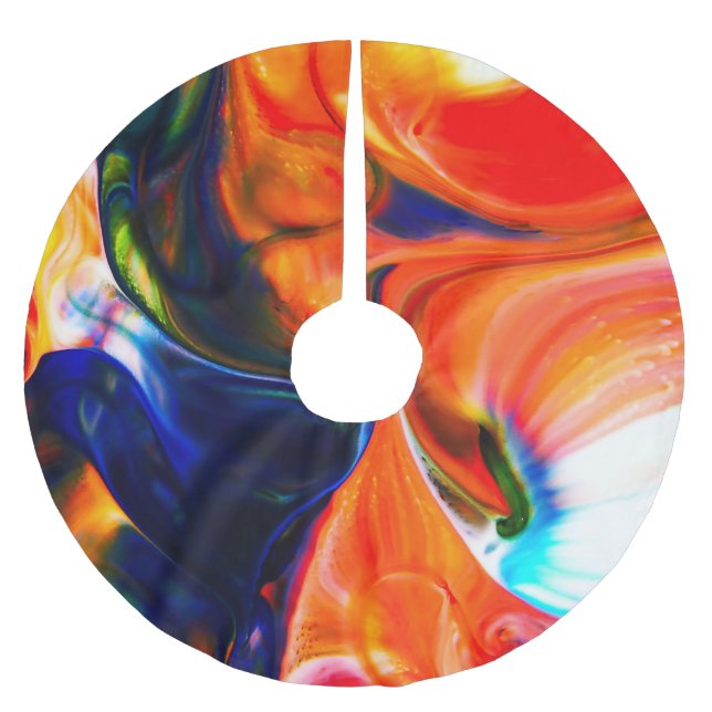 Ink Paint Explode: Colourful Abstract Brushed Polyester Tree Skirt (Front)