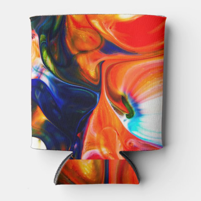 Ink Paint Explode: Colourful Abstract Can Cooler (Front)