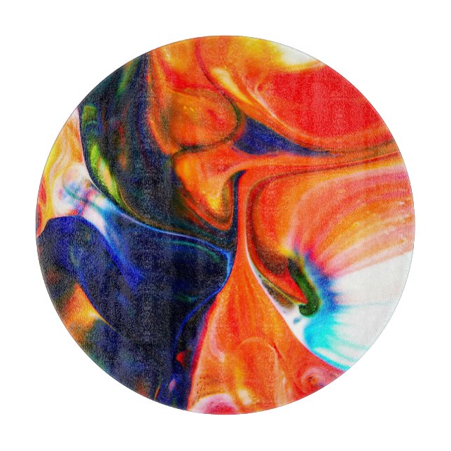 Ink Paint Explode: Colourful Abstract Cutting Board (Front)