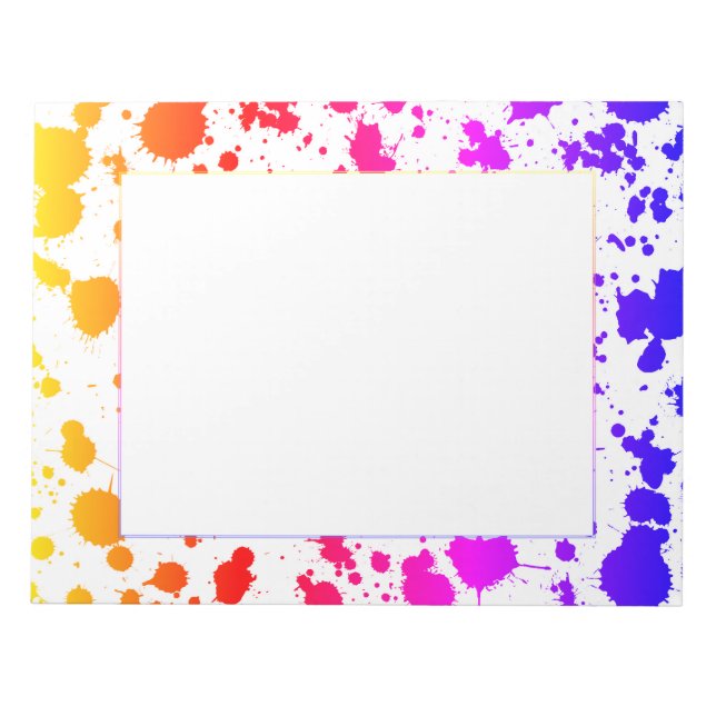 Ink Paint Splash Splatter Colourful Bright Rainbow Notepad (Front)