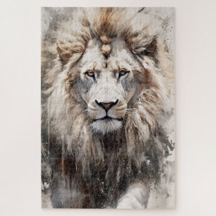 Ink painting lion's head puzzle