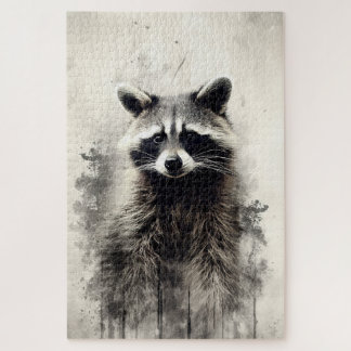 Ink painting of a racoon puzzle