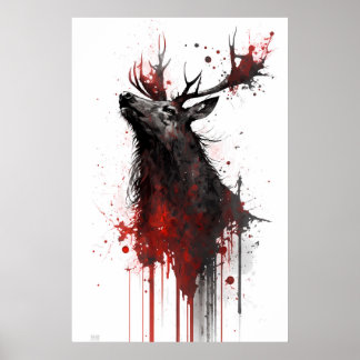 Ink Painting of An Elk Poster