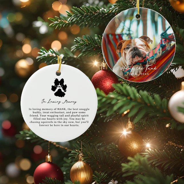 Ink Paw Print | Custom Pet Memorial Photo Ceramic Ornament (Creator Uploaded)