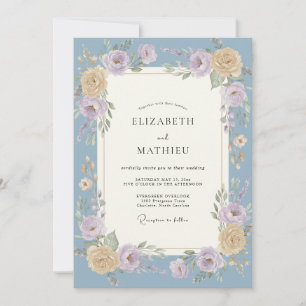 Ink Periwinkle Lilac Painted Wedding Invitation