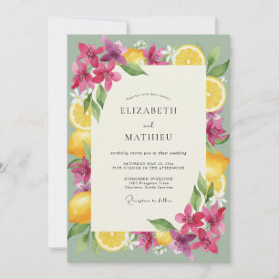 Ink Plum Pink Blossom Wedding Invitation