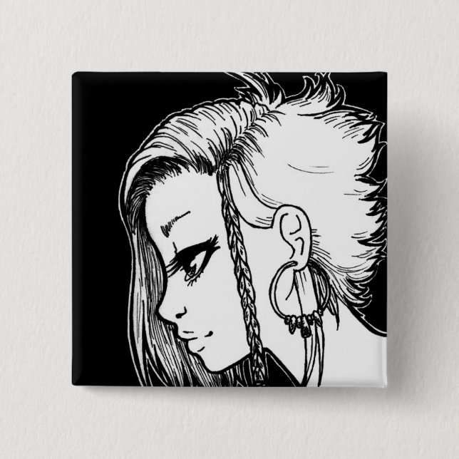 Ink Portraits (Panya) 15 Cm Square Badge (Front)