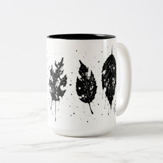Ink‑Pressed Dead Leaves Tote Bag Two-Tone Coffee Mug