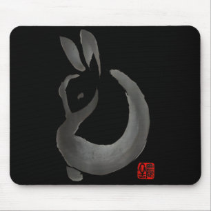 Ink rabbit minimalist ink japanese art design mouse pad
