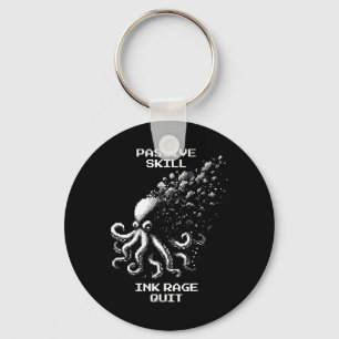 Ink Rage Quit Skill Pixel Octopus Retro Gamer Vibe Key Ring