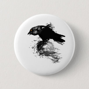 Ink Raven 6 Cm Round Badge