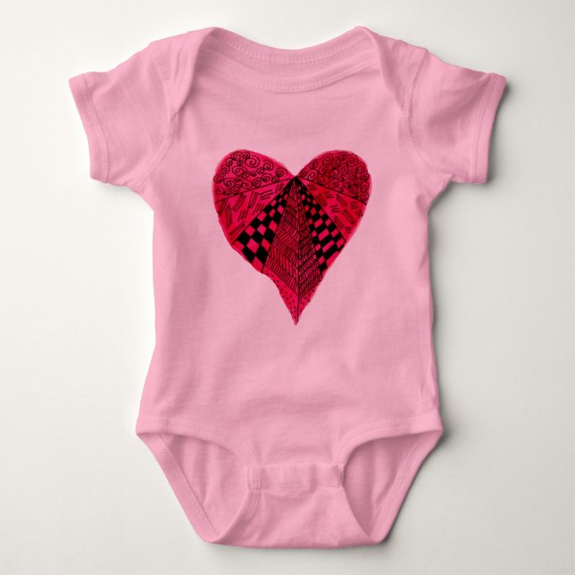 Ink Red Heart art design Baby Bodysuit (Front)