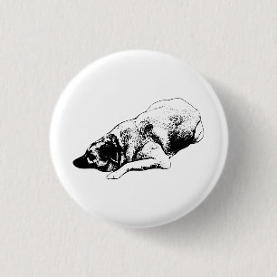 Ink Rest Dog Creates Warm Festive Look Accent 3 Cm Round Badge