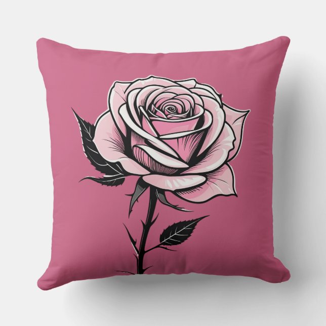 Ink Rose (pink) Cushion (Back)