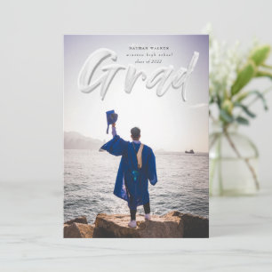 Ink script graduation announcement photo card