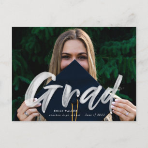 Ink script graduation announcement photo postcard
