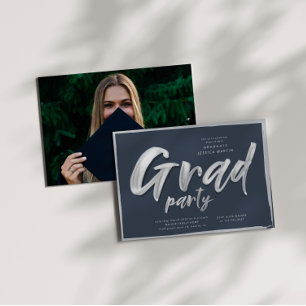 Ink Script Graduation Personalised Photo Party Invitation
