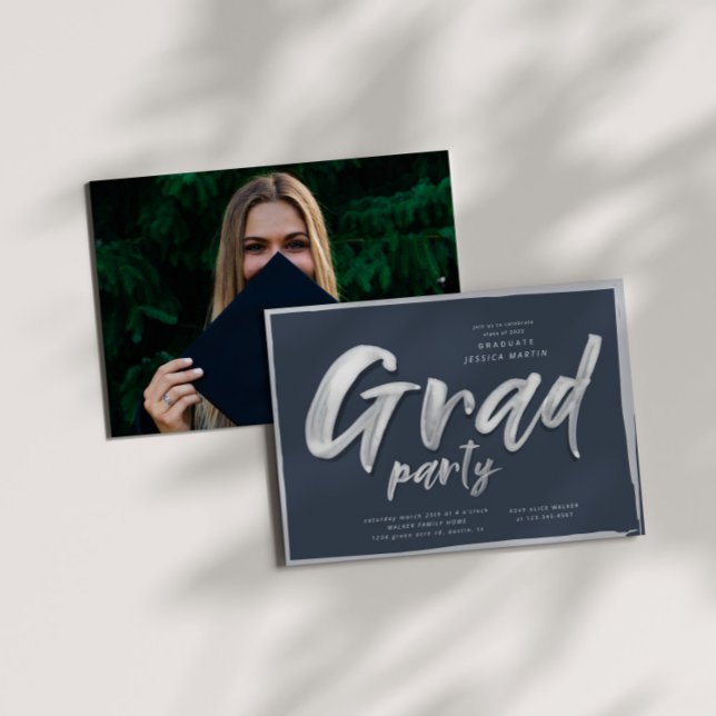 Ink Script Graduation Personalised Photo Party Invitation (Creator Uploaded)