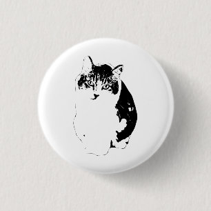 Ink shading forms a warm, composed portrait with g 3 cm round badge