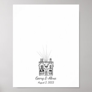 Ink Sketch Up House Fingerprint Guestbook