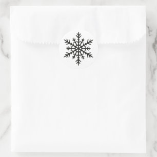 Ink Snowflake – Subtle Winter Geometric Design on  Classic Round Sticker